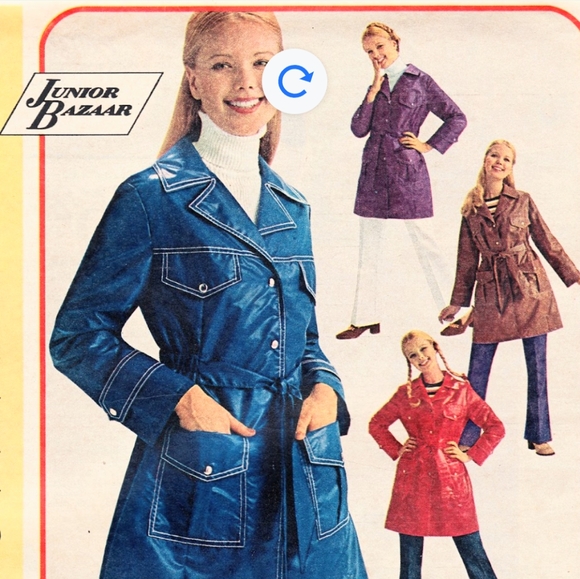 Vintage 1970s Rain Coat Jacket Glossy Nylon ciré red Twiggy Hepburn Retro Mod - Picture 2 of 11